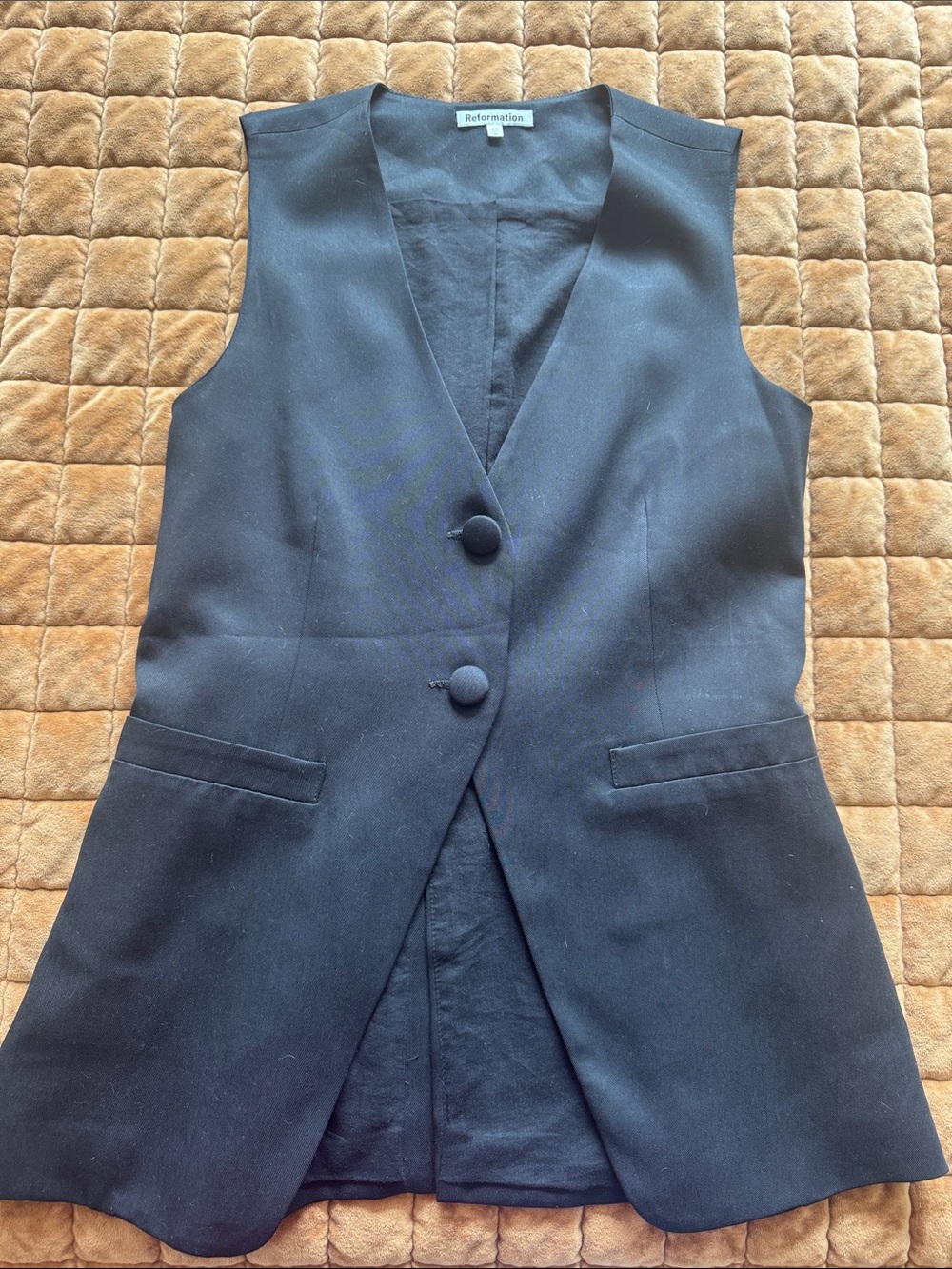 Reformation Black Sleeveless Tailored Vest
